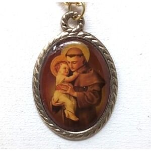 St Anthony Baby Jesus Necklace Prayer Card Franciscan Friars Catholic Christian